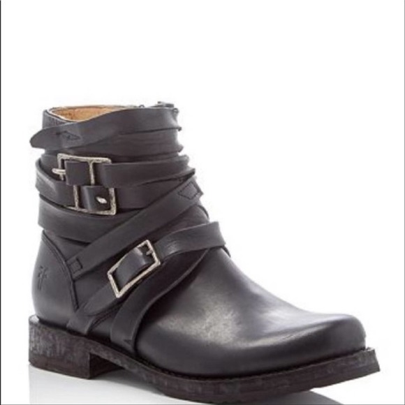 Frye | Veronica Black Strappy Boots Leather - Picture 11 of 11